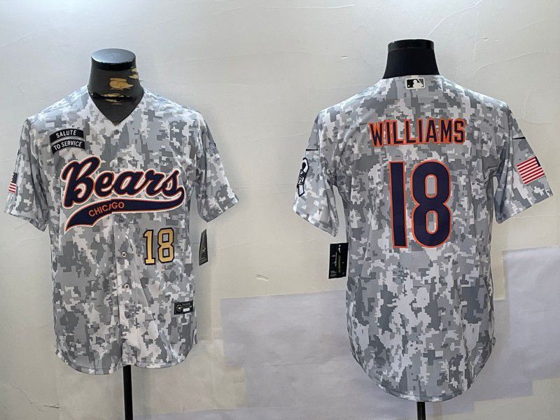 Men Chicago Bears #18 Williams Nike Arctic Camo 2024 Salute to Service Limited NFL Jersey style 2